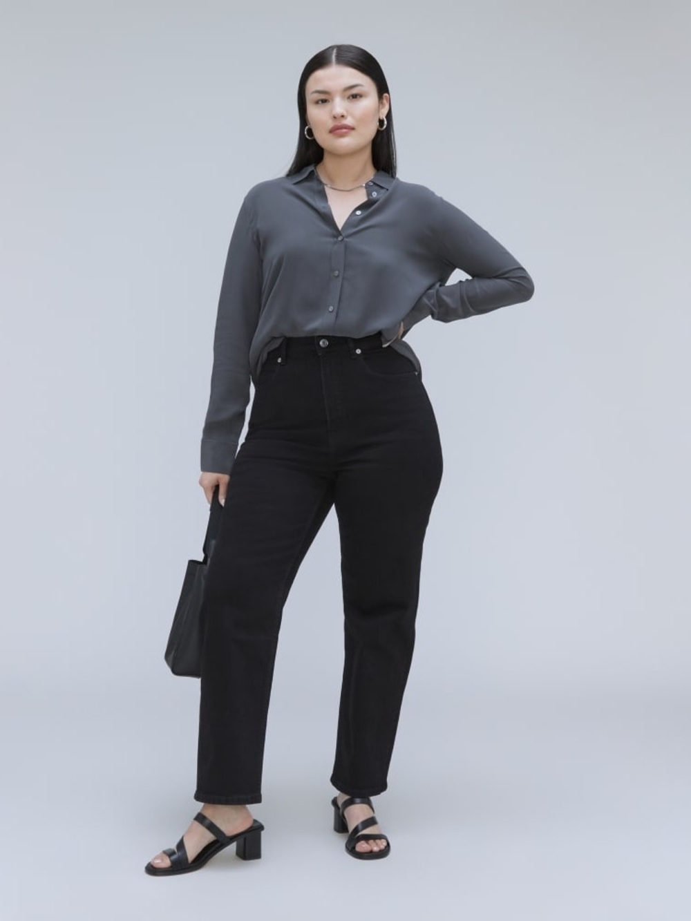 Everlane Curvy Way-High Jean Coal Size 26 Regular High Rise Straight Leg NWT